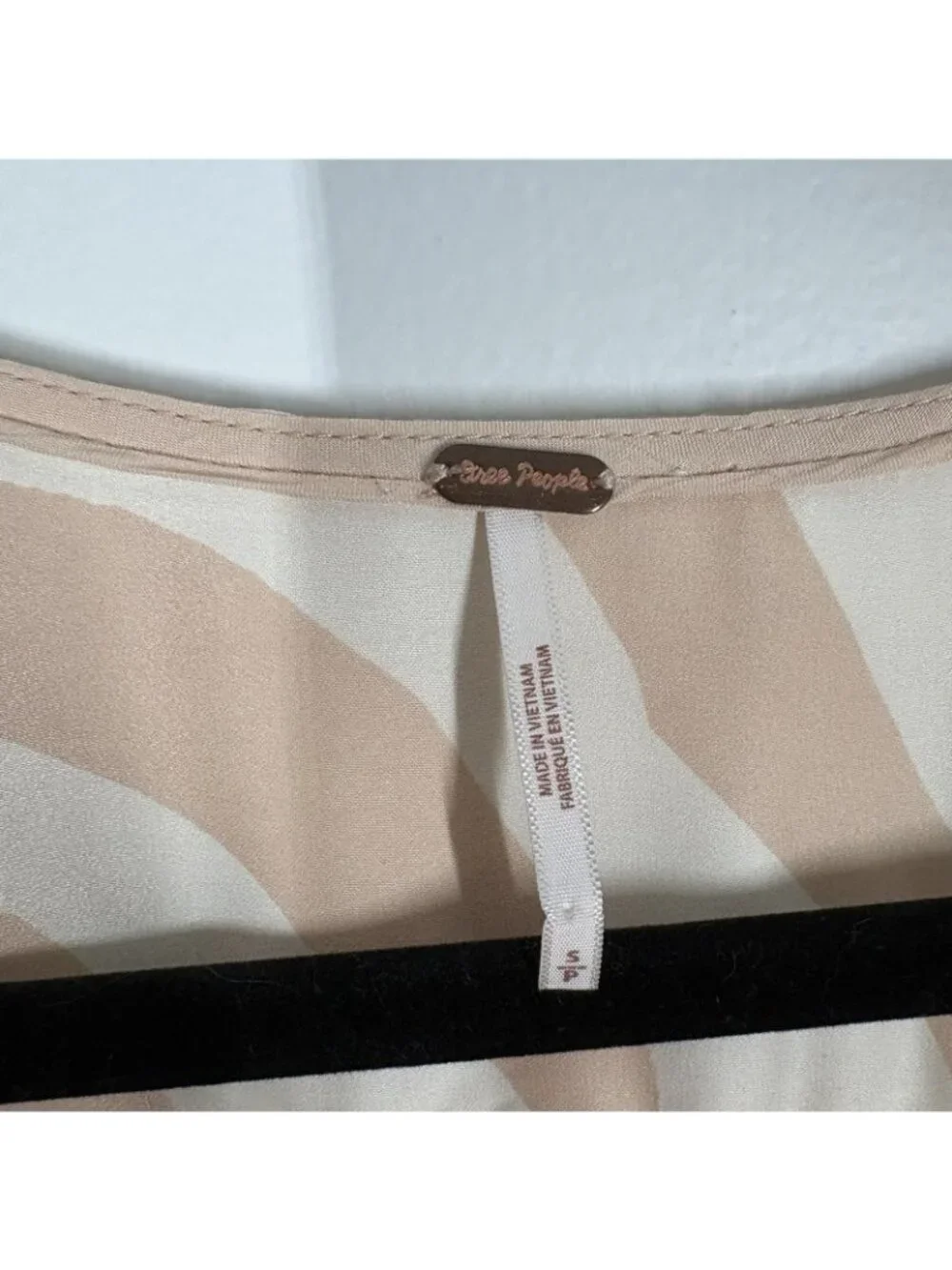 Free People Women S Peach Cream Zebra Print Satin Smocked Show Me Love Top